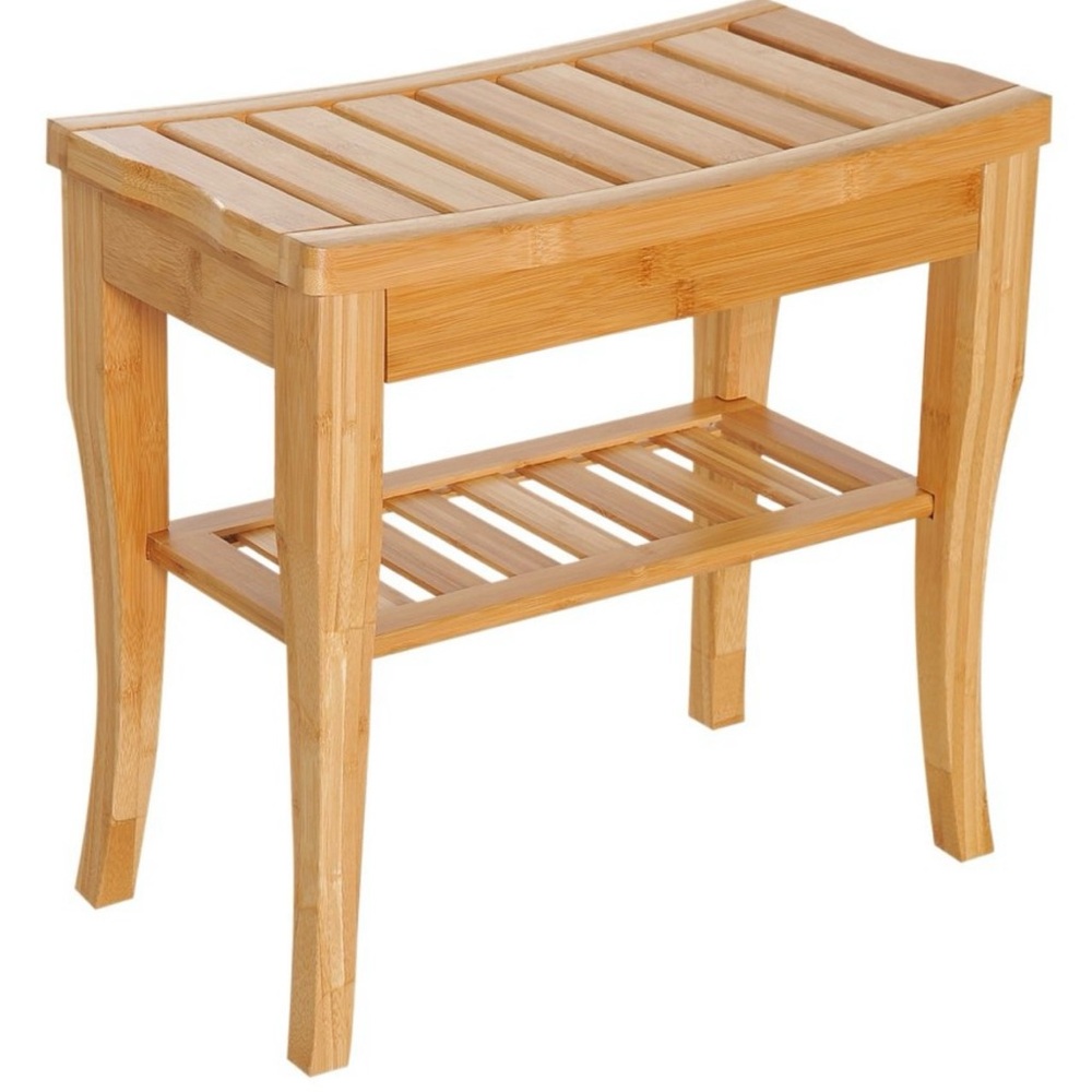 Natural Bamboo Bath Storage Bench